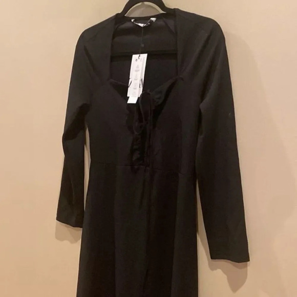 ZARA Midi Dress With Slit Strappy Cutout Top Long
Sleeve Black Dress - Picture 9 of 10
